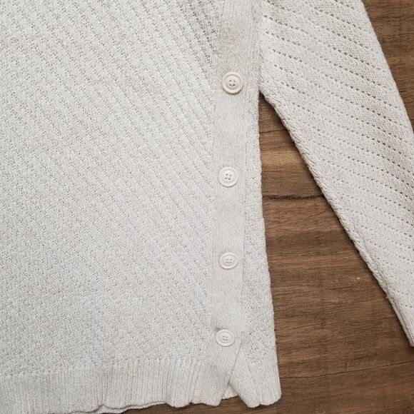 St John's Bay Woman's Size S Sweater Off White Gold Threads Buttons Cottagecore - Picture 3 of 8